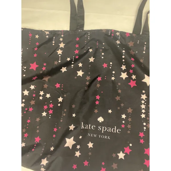 Kate Spade New York Star Print Nylon Tote Bag Black Pink - Image 5