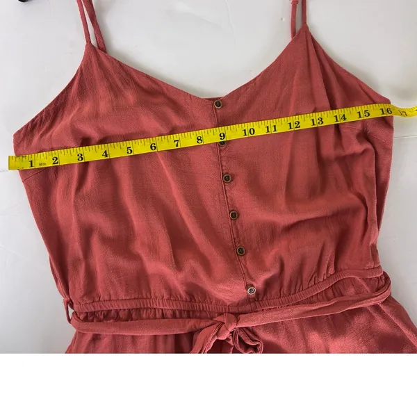 Becool Brown Wide Leg Jumpsuit - V-Neck Tie Waist - Size Large - Image 3