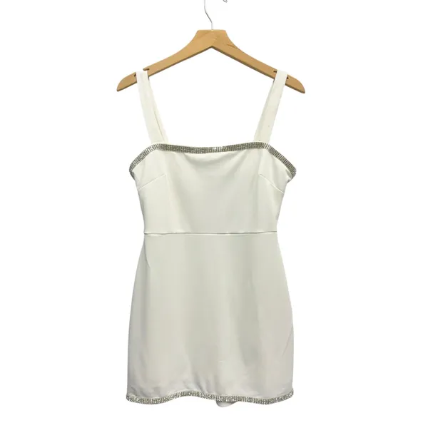 Lulus Glowing Allure White Rhinestone Sleeveless Bodycon Mini Dress size M - Image 3
