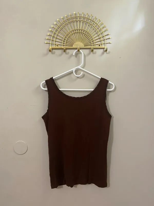 Jones New York Brown Lace-Trim Tank - Image 2