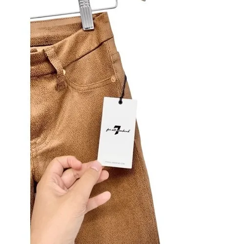 7 For All Mankind Skinny Pants Cognac Brown Crackle Metallic Size 24 NEW - Image 5