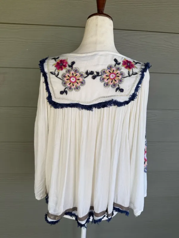 Banjara Embroidered Cropped Boho Top Size M - Image 6
