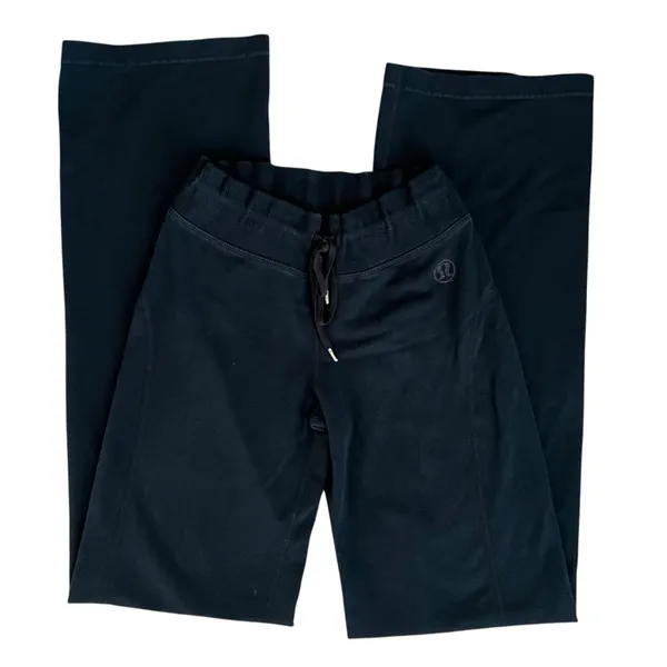 Lululemon Women’s Retro Logo Mid Rise Wide Leg Drawstring Sweat Pants Black 2 - Image 3