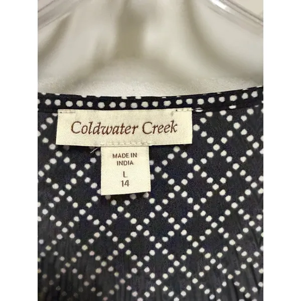 Coldwater Creek Black White Geometric Tiered Blouse Women's Large 14 Layered Top - Image 4