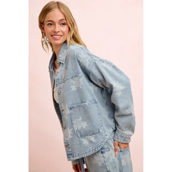 BiBi‎ Printed Washed Denim Jacket With Pocket - Image 6