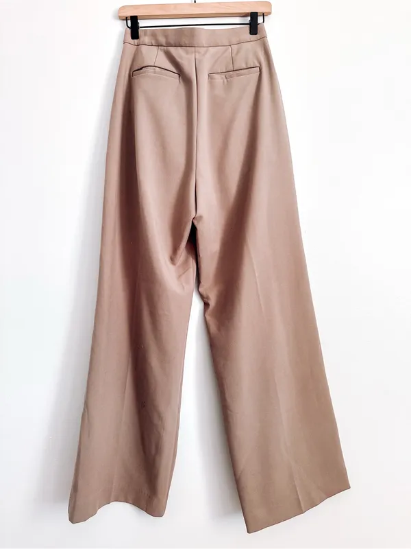 3.another High Rise Wide Leg Taupe Trousers Size M - Image 6