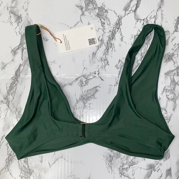 NWT Quince Palm Green Italian Plunge Bikini Swim Suit Top Women's Size Small - Image 6