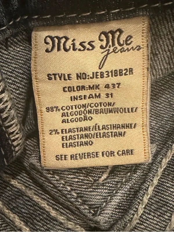 Miss Me Womens Low Rise Signature Boot Cut Rhinestone Glam Denim Size 27 - Image 8