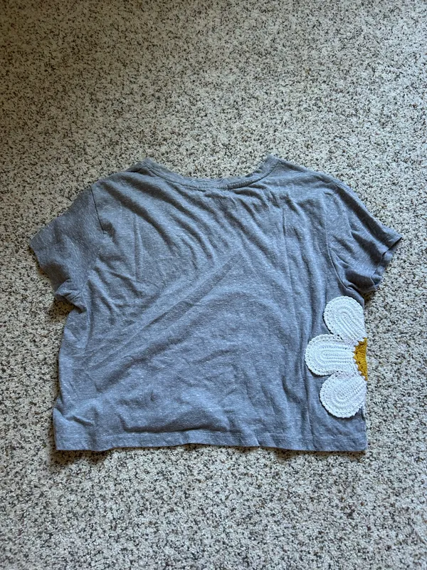 Altar'd State Gray crop top with flowers  - Image 2