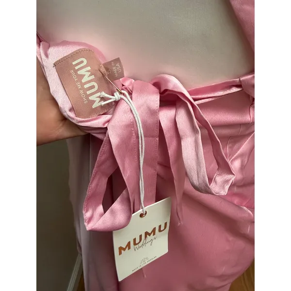 Show Me Your MuMu Anderson Maxi Dress Light Pink Luxe Satin Size Small - Image 10