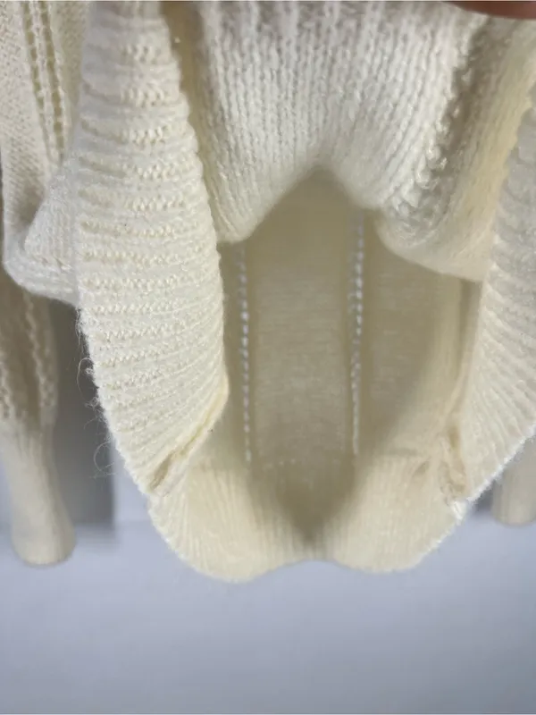 Open-Knit‎ Crewneck Sweater in Cream - Women's - Image 5