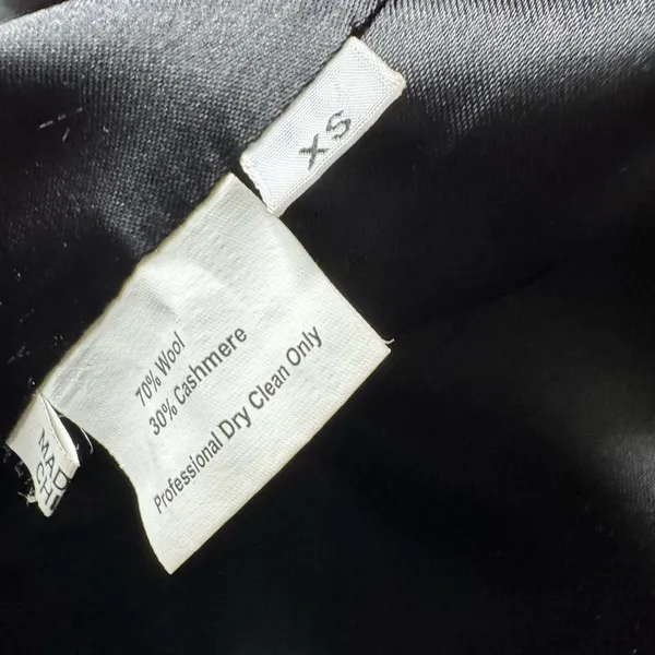 Women’s Outerwear Winter Black Fur Trim Cashmere Wool Long Coat Size M - Image 7