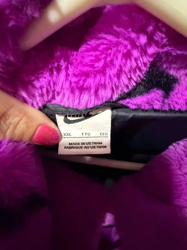 Nike Fur Coat Faux purple and black swoosh - Image 3