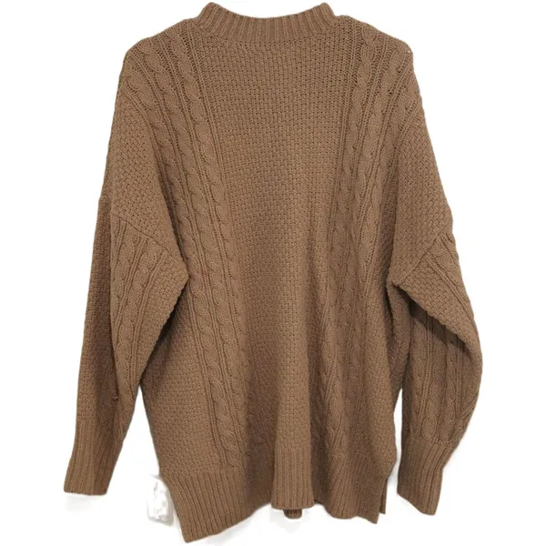 Womens Abercrombie & Fitch Brown Cable Knit Long Sleeve Crew Neck Sweater Size M - Image 2