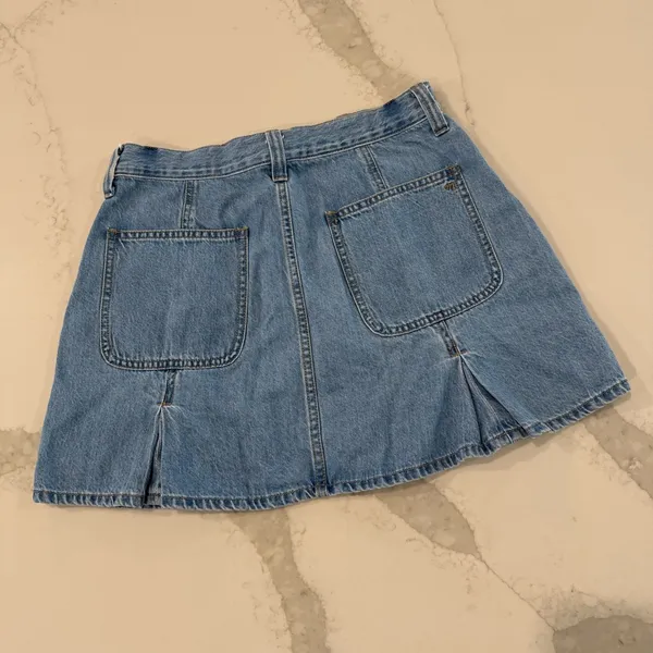 Madewell Pleated Denim A-Line Mini Skirt Women’s 27 Stilecroft Blue Wash Cotton - Image 8
