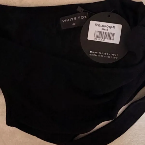 WHITE FOX BOUTIQUE First Love Crop Top Black‎ Size M Medium NWT One Shoulder - Image 5