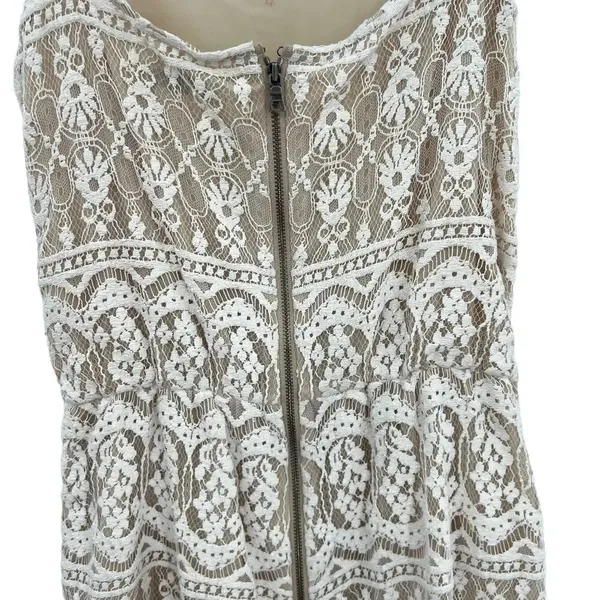 Alice + Olivia Cassia Romper Sleeveless Lace Crochet‎ Zipper White Beige Size 8 - Image 11