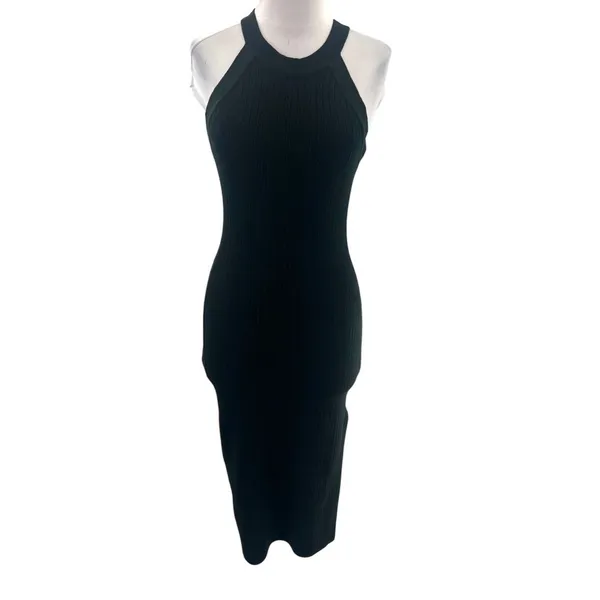 NWT WAYF‎ Ashley Halter Midi Dress with Side Slit Black Sz XS - Image 4