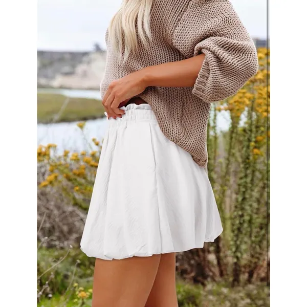NEW White Bubble High Waisted Ruffle Poof Cotton Blend Mini Skirt M - Image 3