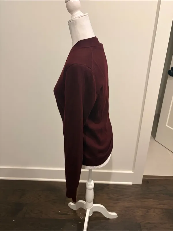 New with Tags JCrew Merino Wool Burgundy Cardigan Sz M - Image 2