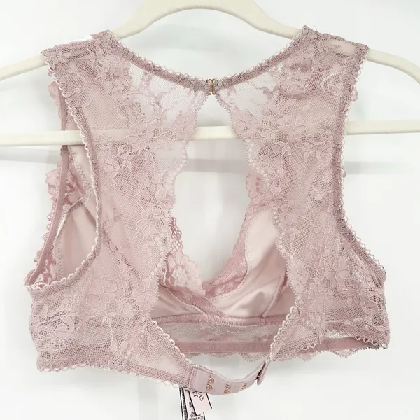 Victorias Secret VS Dream Angels Plunge Crushed Velvet Lace Bralette Size S Pink - Image 9