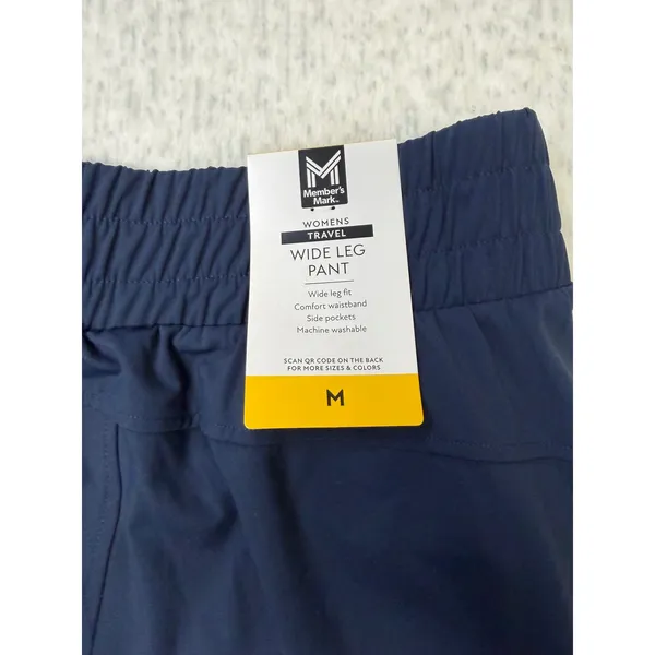 Members Mark Womens Travel‎ Wide Leg Pant Navy Blue Size Medium NWT - Image 5