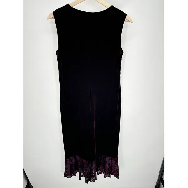 Y2K Purple Maxi Velvet Dress Size M Floral Sleeveless Whimsigoth‎ Dark Grunge - Image 2