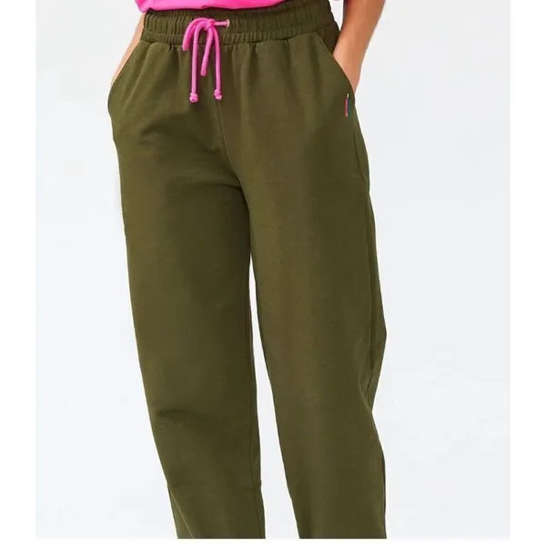 NWT Terez New Yorker Hunter Green Wear what makes you happy Sweatpants Size M - Image 2