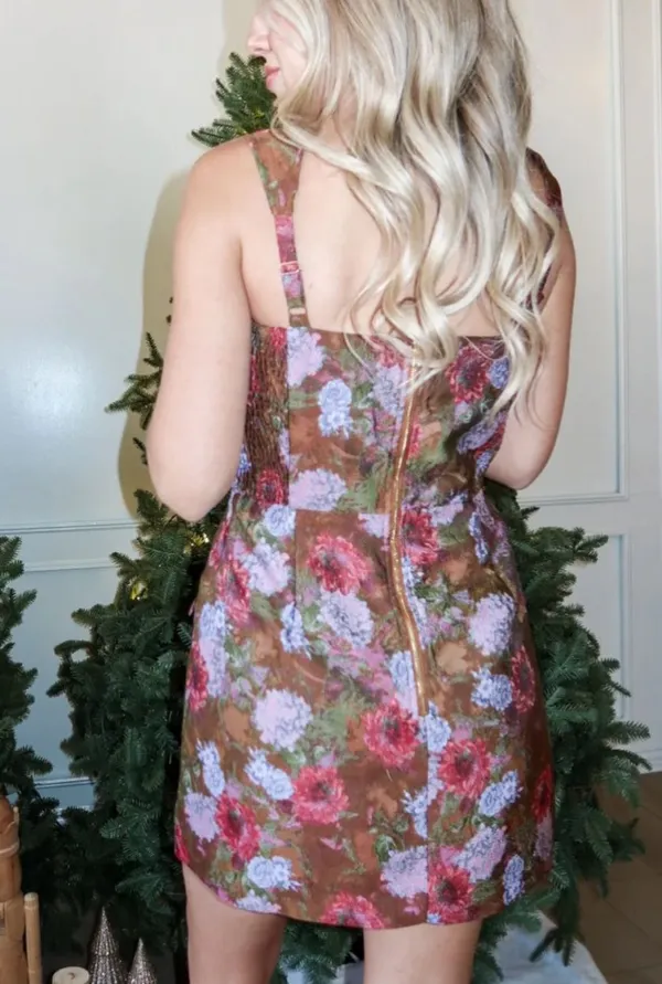 Floral Mini Dress Brown - Image 2