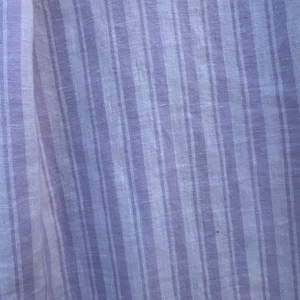 Lola River Women's Large‎ Vintage Lavender Striped High Low Linen Blouse - Image 8