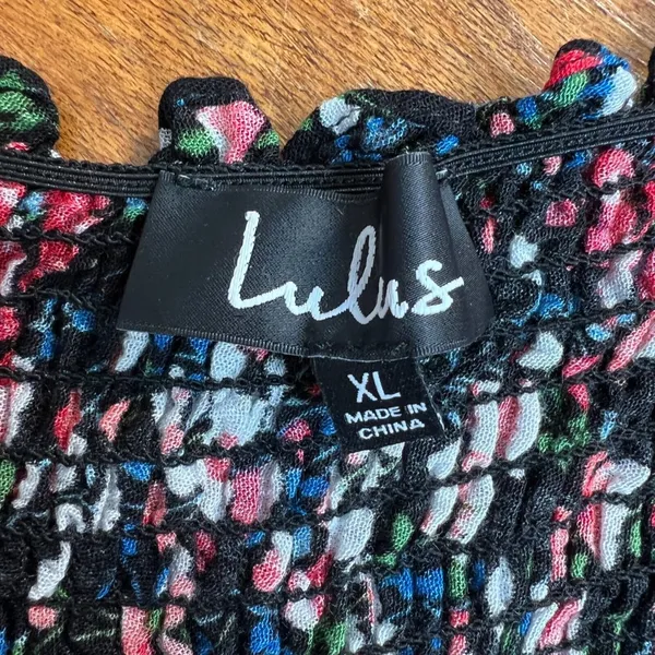 Lulu's‎ Maxi Dress XL Black Floral Off the Shoulder Maxi Side Slits Romantic New - Image 12