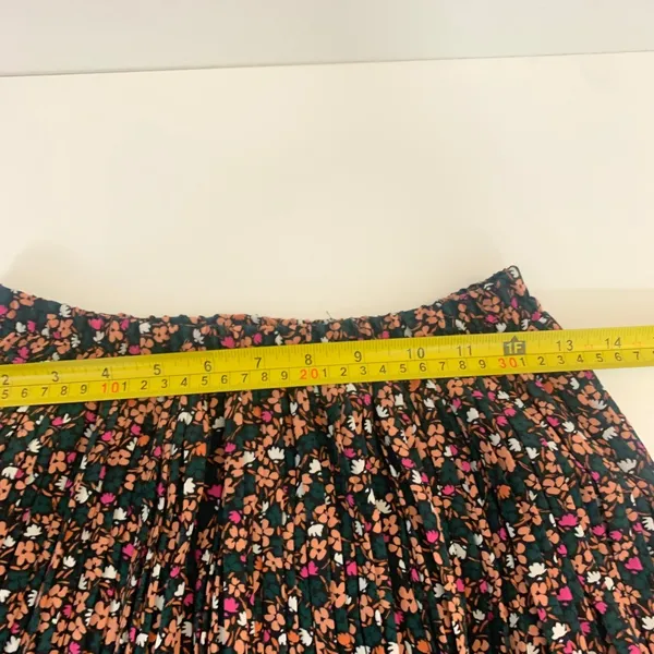 Trendyol Floral‎ Pleated Midi Skirt Green Pink Ditsy Print Elastic Waist Size 34 - Image 4