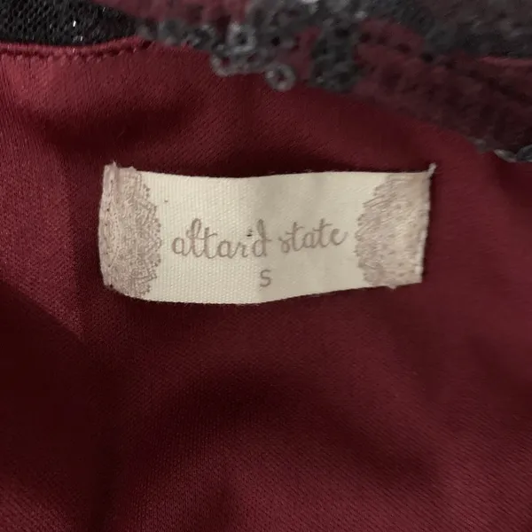 Altard State Maroon Lace Sleeveless Mini Dress Small Cottagecore Boho - Image 9