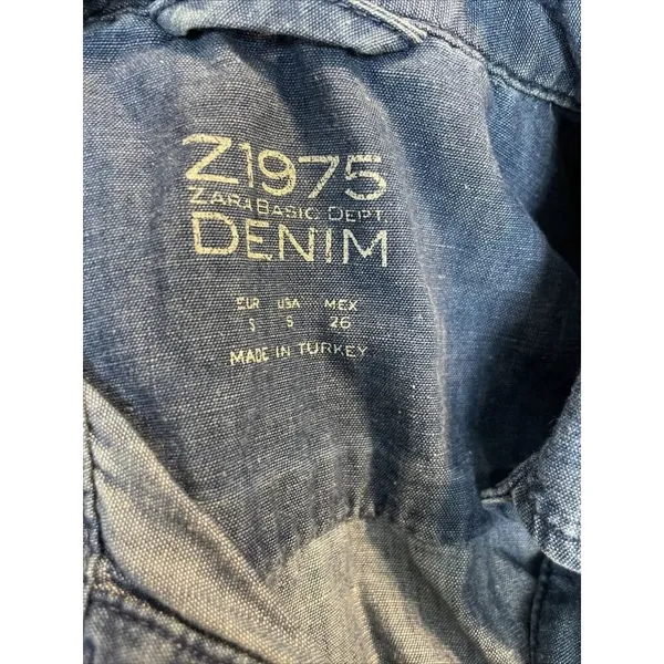 Zara Soft Denim Chambray Popover Blouse Shirt Blouse‎ S Casual - Image 4