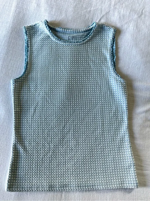 Gap Gingham Pointelle Shell Tank Top, Med - Image 5