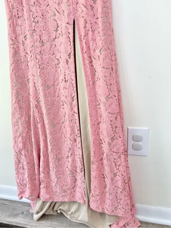 Alyce Paris Lace Beaded Sleeveless Mermaid Formal Gown Dress in Pink size 6 - Image 3