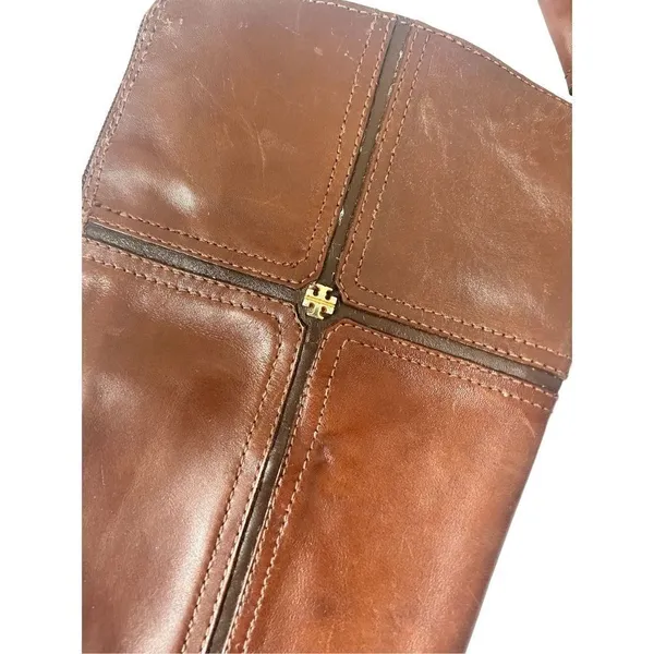 Tory Burch Juliet equestrian brown leather knee boots size 5m - Image 11