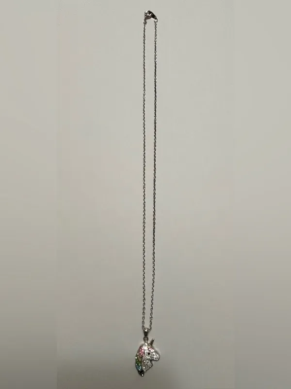 Rainbow Crystals Fine Silver Plated Unicorn Pendant 18” Necklace Cable Chain - Image 6