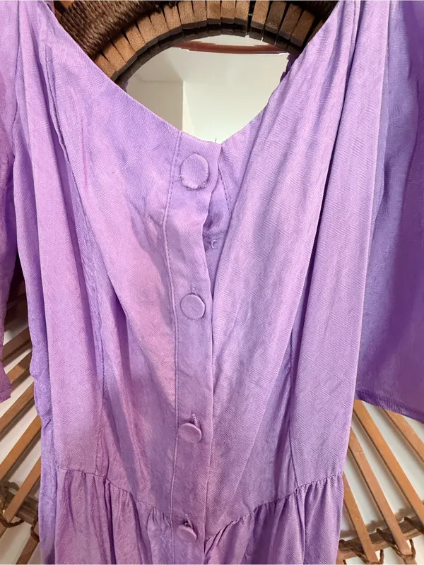 FRNCH Lilac Button-Front Tiered Maxi Dress Tie Back Wedding Guest Shower Spring - Image 11