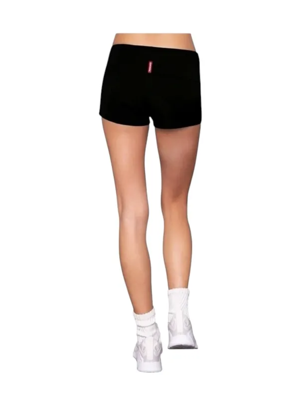 Y2K: new OG Hard Tail ✪ Stretch Fold Over Roll Down Hot Yoga Shorts ✪ Black ✪ M - Image 3