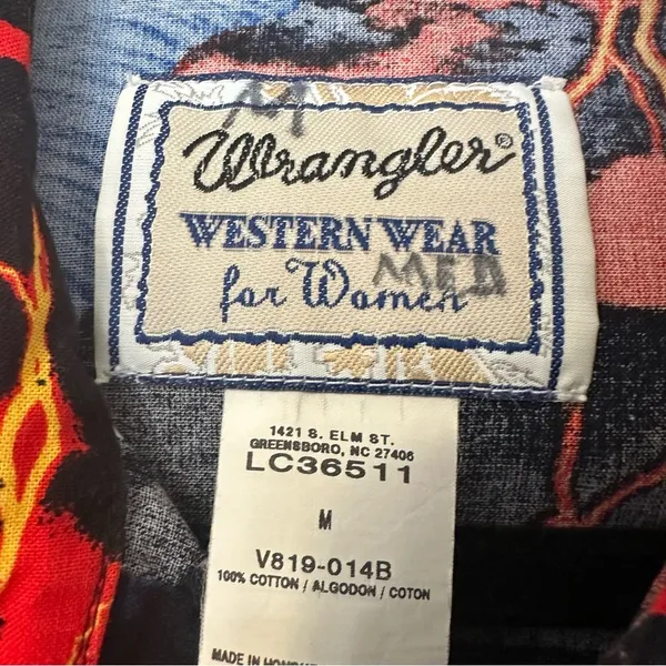 Wrangler Western Wear Vintage Storm Lightning Novelty Print Snap Front Shirt - Image 7