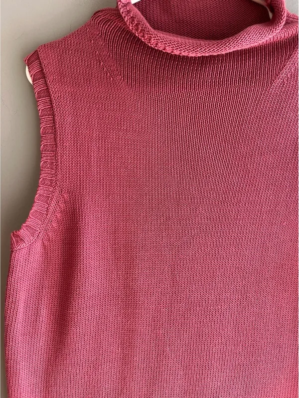 Doncaster Luxury Pink Sleeveless Moc Neck Sweater Vest Knit Too M - Image 2