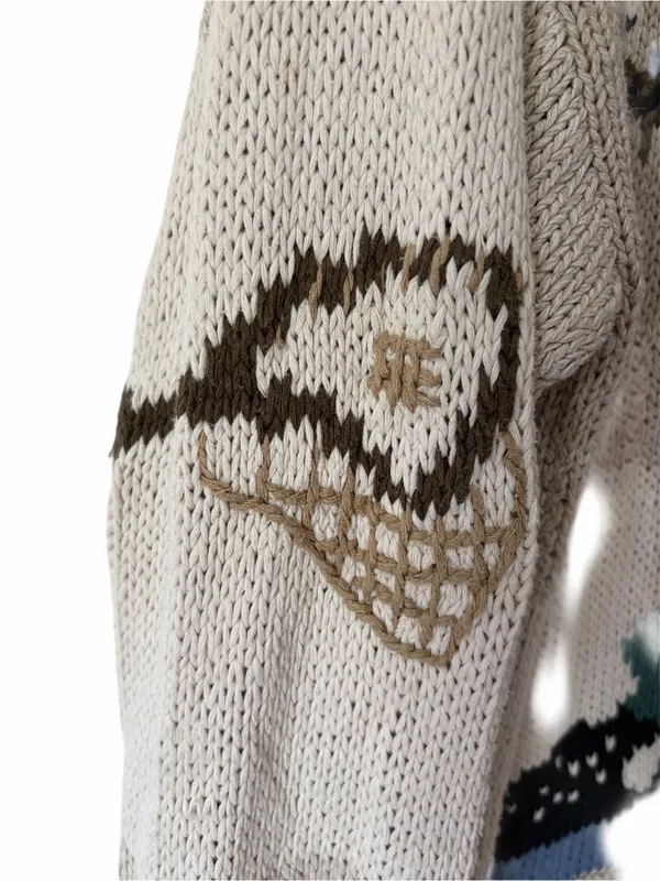 Woolrich Linen Cotton Sweater Fishing Pole Duck Long size XL - Image 3