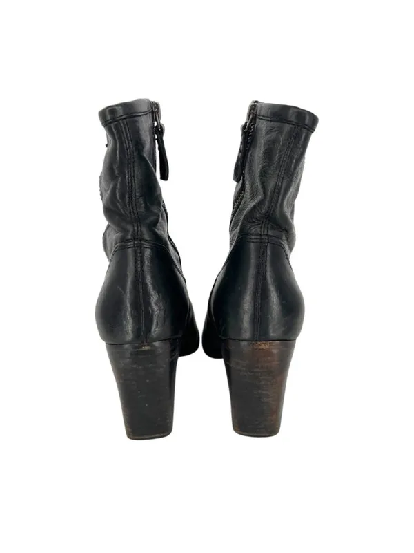 Frye Patty Artisan Zip Black Leather Ankle Boots Womens Edgy Western Size 8 - Image 4