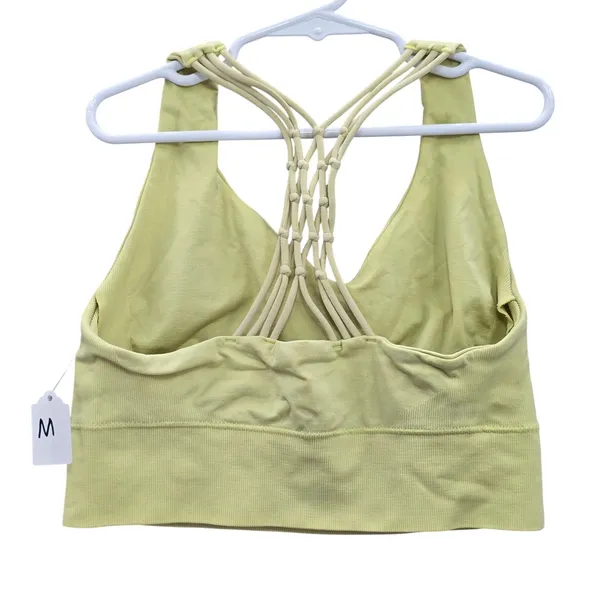 Y2K Green 90s 2000s Crisscross Macrame Retro Activewear Sports Bra‎ Top Medium - Image 4