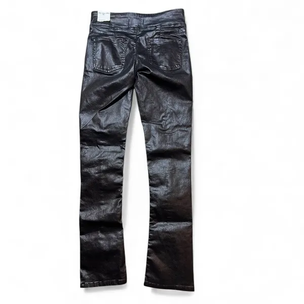 NWT Free People Double Dutch Slit‎ Skinny Pants Faux Leather Coated Black Size S - Image 2