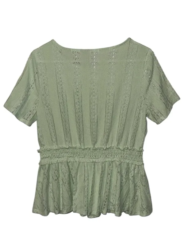 Cato Short Sleeve Peplum Top Green Women’s M Medium - Image 3