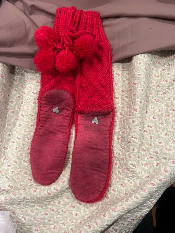 Women's Red Cable-Knit Pom-Accent Leg Warmers - Unbranded - Image 2