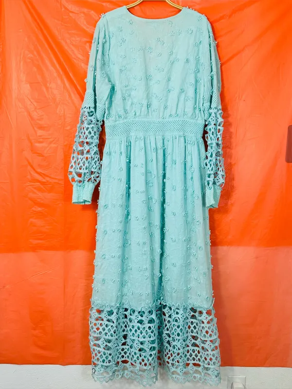 Boston Proper Mint Blue Embroidered Maxi Dress - Image 11