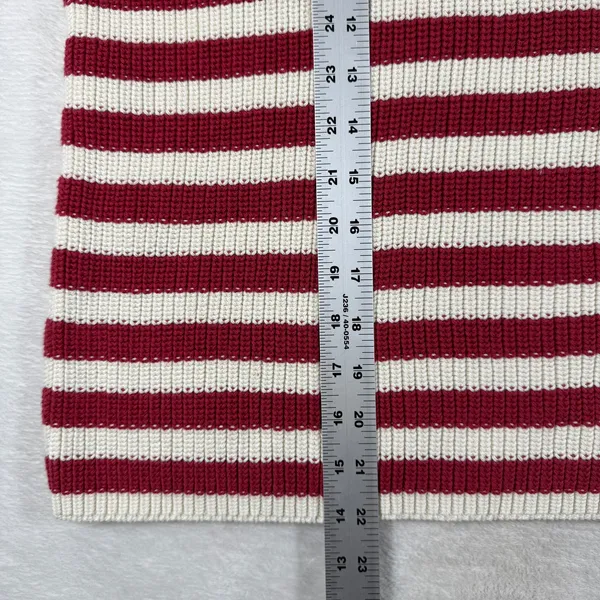 Lauren Ralph Lauren Striped Cotton Shaker Knit Sweater Red Cream L 200815982001 - Image 4